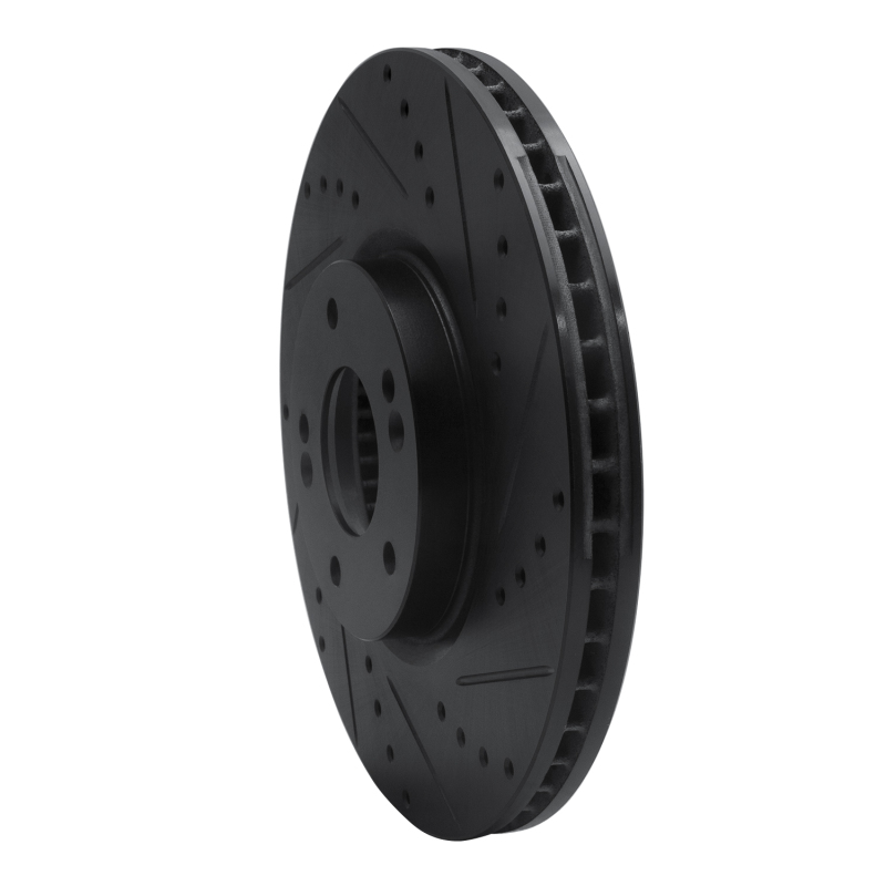 Hyundai Veracruz Brake Rotor (1) - Front Right - R1 Concepts - Drilled & Slotted - Black - `07-`12